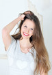 portrait of beautiful young brunette smiling