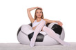 beautiful football and soccer fans in an armchair beautiful football and soccer fans in an armchair