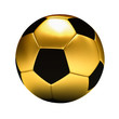 golden soccer ball isolated on white background