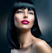 Fashion Model Portrait. Hairstyle. Beautiful Brunette Girl