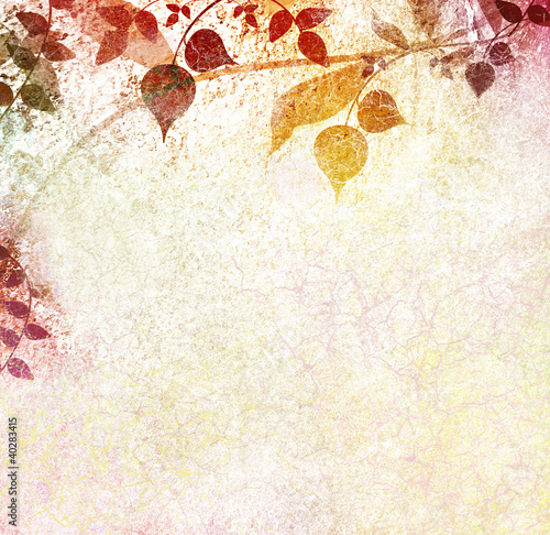 Illustration: Vintage floral with old paper background Vintage floral with old paper background
