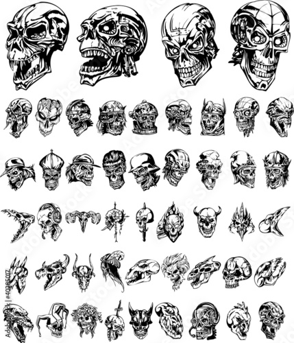 Vektor: Monster skulls collection Monster skulls collection