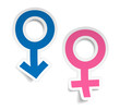 Vector stickers wtih mars and venus symbols