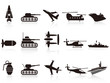 black war weapon icons set