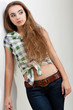 fashion model woman wearing country style clothes