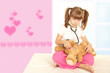 girl doctor with teddy bear girl doctor with teddy bear