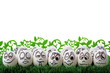 White easter eggs and funny faces White easter eggs and funny faces