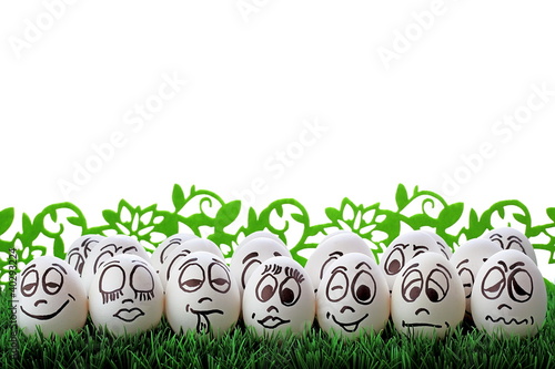 Photo: White easter eggs and funny faces White easter eggs and funny faces