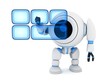 Illustration: Robot and buttons hologram Robot and buttons hologram