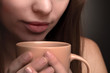 Beauty girl with coffee cup