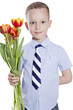 boy with tulips