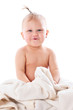 adorable baby playing with white blanket adorable baby playing with white blanket