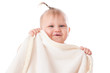 adorable baby playing with white blanket adorable baby playing with white blanket