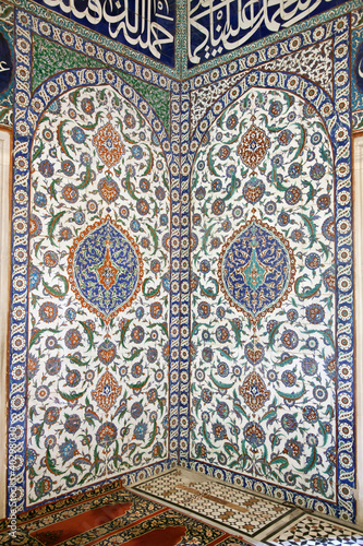 Photo: Iznik Tile Detail from wall of Selimiye Mosque Iznik Tile Detail from wall of Selimiye Mosque