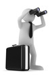 man with binocular on white background. Isolated 3d image man with binocular on white background. Isolated 3d image