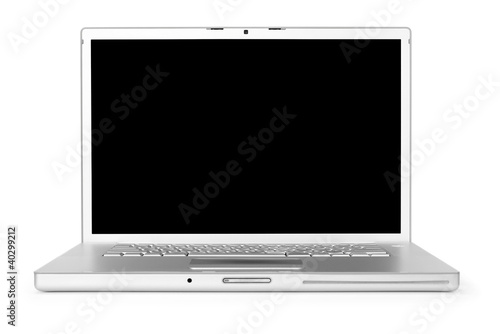Photo: Laptop isolated on white background, clipping path for screen Laptop isolated on white background, clipping path for screen