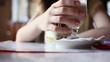 Video: Young woman drinking coffee latte, Cappuccino Young woman drinking coffee latte, Cappuccino