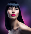 Fashion Model Portrait. Hairstyle. Beautiful Brunette Girl