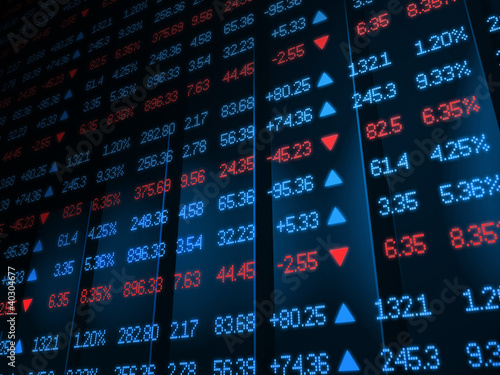 Illustration: Colored ticker board on bar chart Colored ticker board on bar chart
