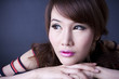 close up look, female model pose close-up showing make up. close up look, female model pose close-up showing make up.