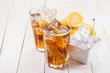 Lemon Ice Tea on white wooden table Lemon Ice Tea on white wooden table