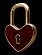 heart is closed to lock isolated on black