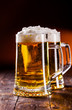 Beer on wooden table Beer on wooden table