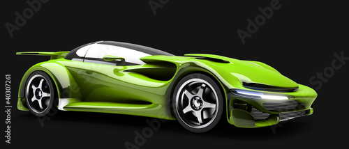 Illustration: Sports car road-star isolated on black 3d Sports car road-star isolated on black 3d