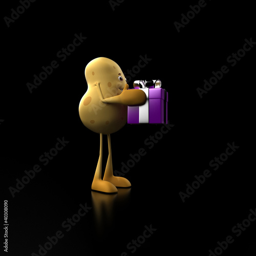 Illustration: 3d rendered illustration of a food character - potato 3d rendered illustration of a food character - potato