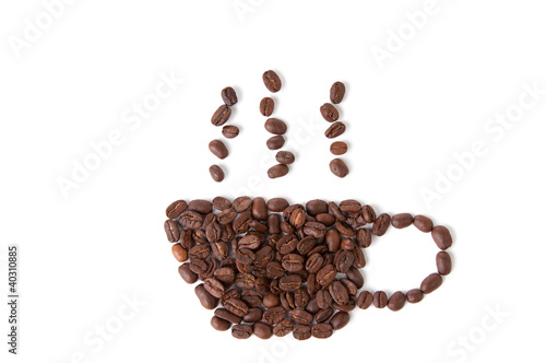 Photo: Symbol of coffee, white background Symbol of coffee, white background