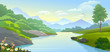 PANORAMIC VIEW OF RIVER IN VALLEY PANORAMIC VIEW OF RIVER IN VALLEY