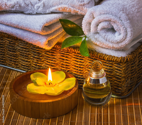 Photo: Spa with towels and candle Spa with towels and candle
