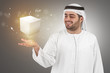 arabian businessman in virtual reality interface presentation