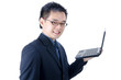 asian male with a computer