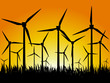 wind generators and sunset