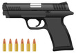 Vector: pistol and bullets pistol and bullets
