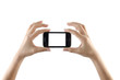 2 hands holding small smartphone