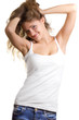happy woman isolated on white background