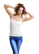 happy woman isolated on white background