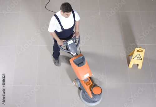 Photo: cleaning floor with machine cleaning floor with machine