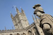 Bath Abbey and a statue at the Roman Baths