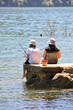 Children fishing, Marlborough Sounds (New Zealand)