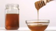Honey flowing in super slow motion from a spoon