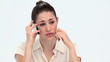 Worried woman phoning with a mobile phone
