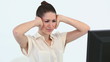 Anxious young female worker