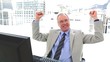 White hair businessman the fists raised