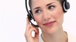 Young woman wearing a headset