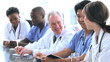Mature doctor talking with his colleagues