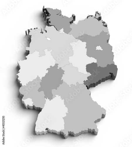 Illustration: 3D Germany map on white 3D Germany map on white