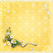 Yellow textured background with flowers Yellow textured background with flowers